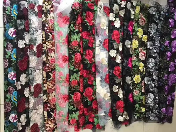 Custom Luxury Heavy Made Embroidery Tulle Beads Lace Mesh Beaded Fabric