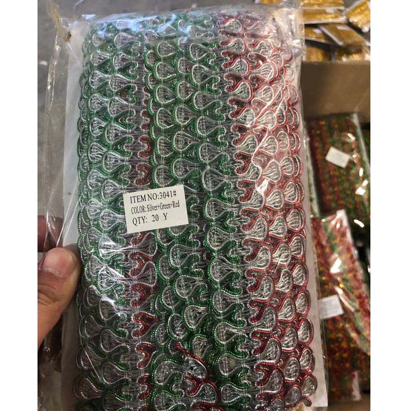 Clothing Accessories Gold and Silver Metallic Border Lace Trim Metallic Gold Sequins Embroidery Tatting Lace Trim