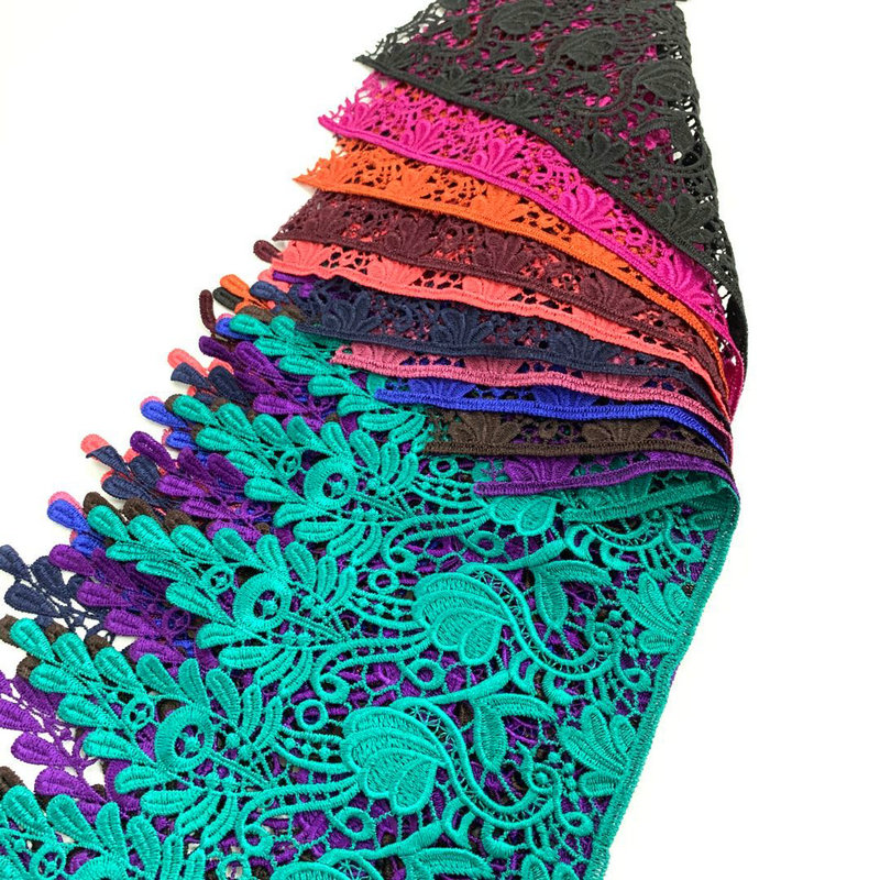 Custom Polyester Lace Narrow Embroidery Lace Trim Multi Color