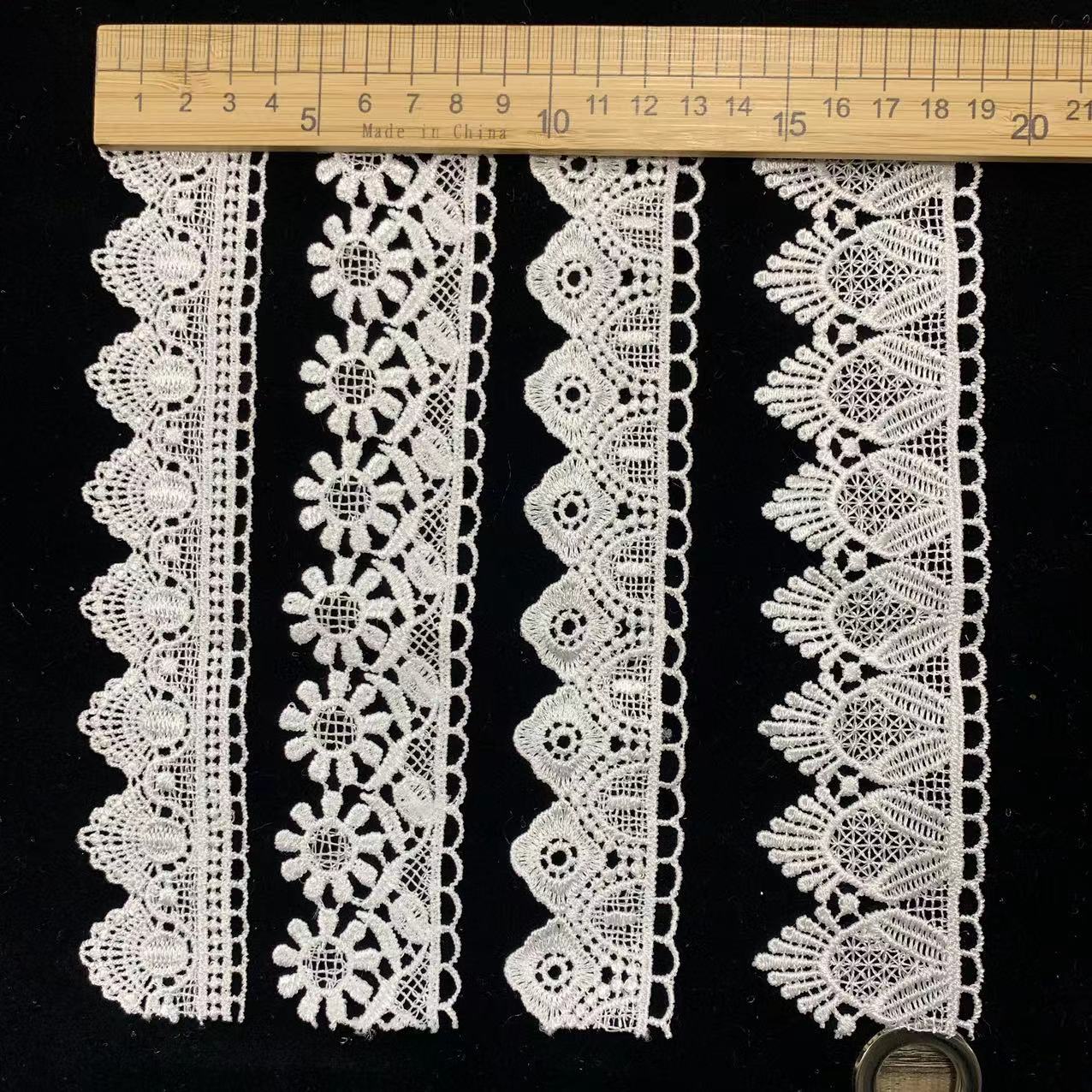 Custom Polyester Lace Narrow Embroidery Lace Trim Multi Color